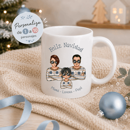 Regalo de navidad personalizado con dibujo familiar editable en vivo 