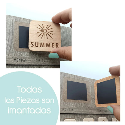 Calendario Montessori eterno con piezas magnéticas — regalo educativo para Navidad