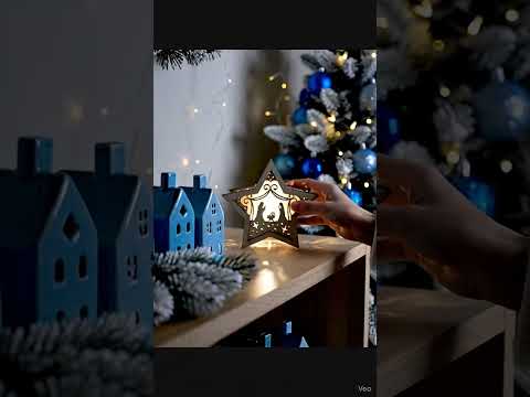 Lámpara de madera con forma de estrella y pesebre – Hecha y pintada a mano