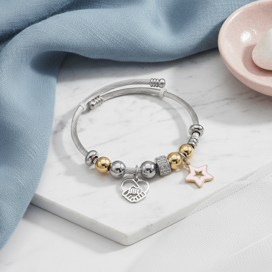 Pulsera BFF con dijes de estrella y corazón para mejor amiga – De moi à toi