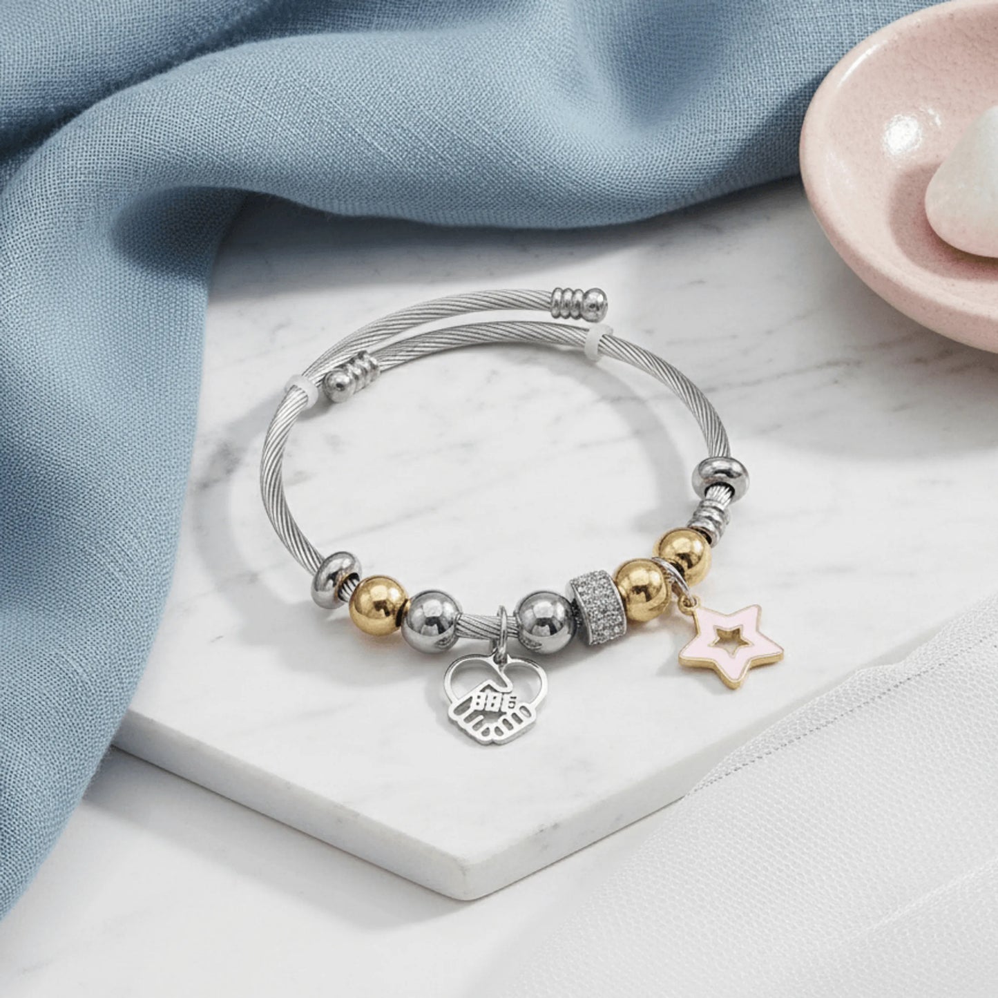 Pulsera BFF con dijes de estrella y corazón para mejor amiga – De moi à toi