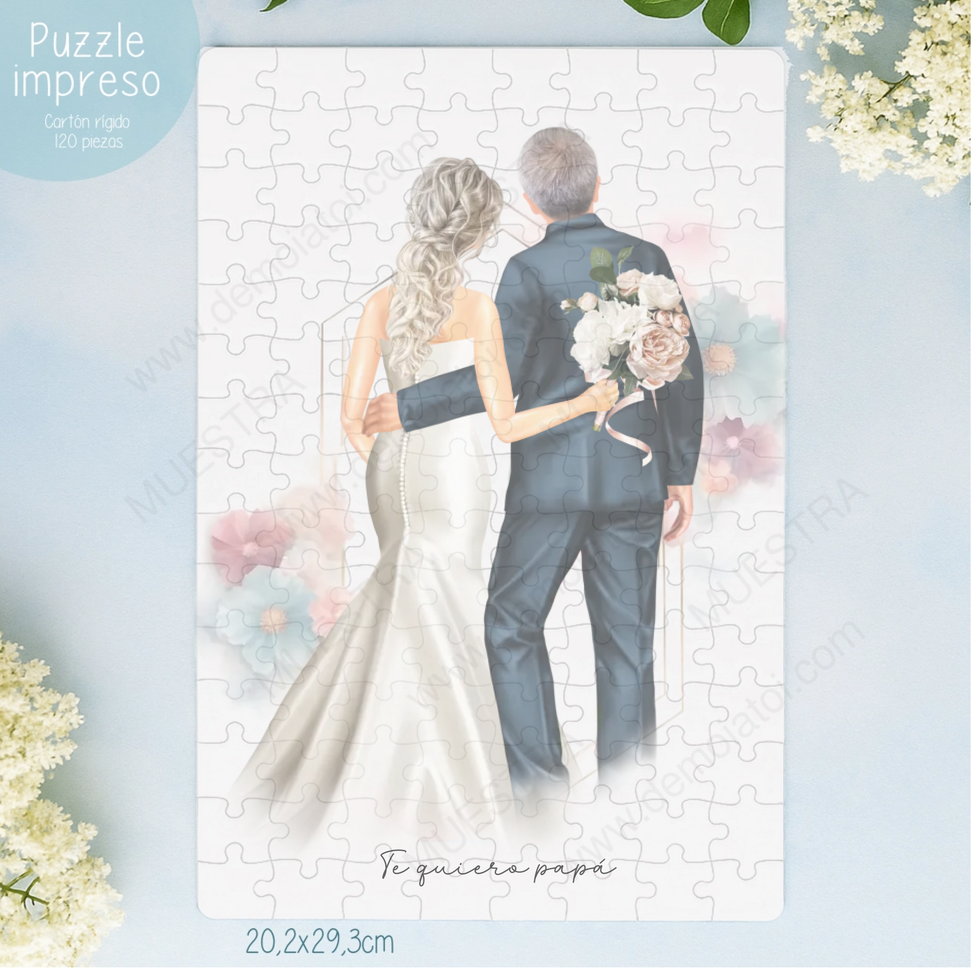 puzzle personalizado ilustraciones familiares y novios boda
