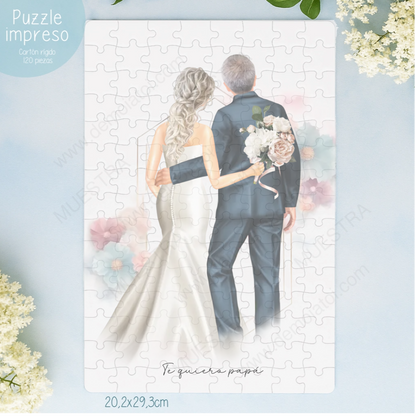 puzzle personalizado ilustraciones familiares y novios boda
