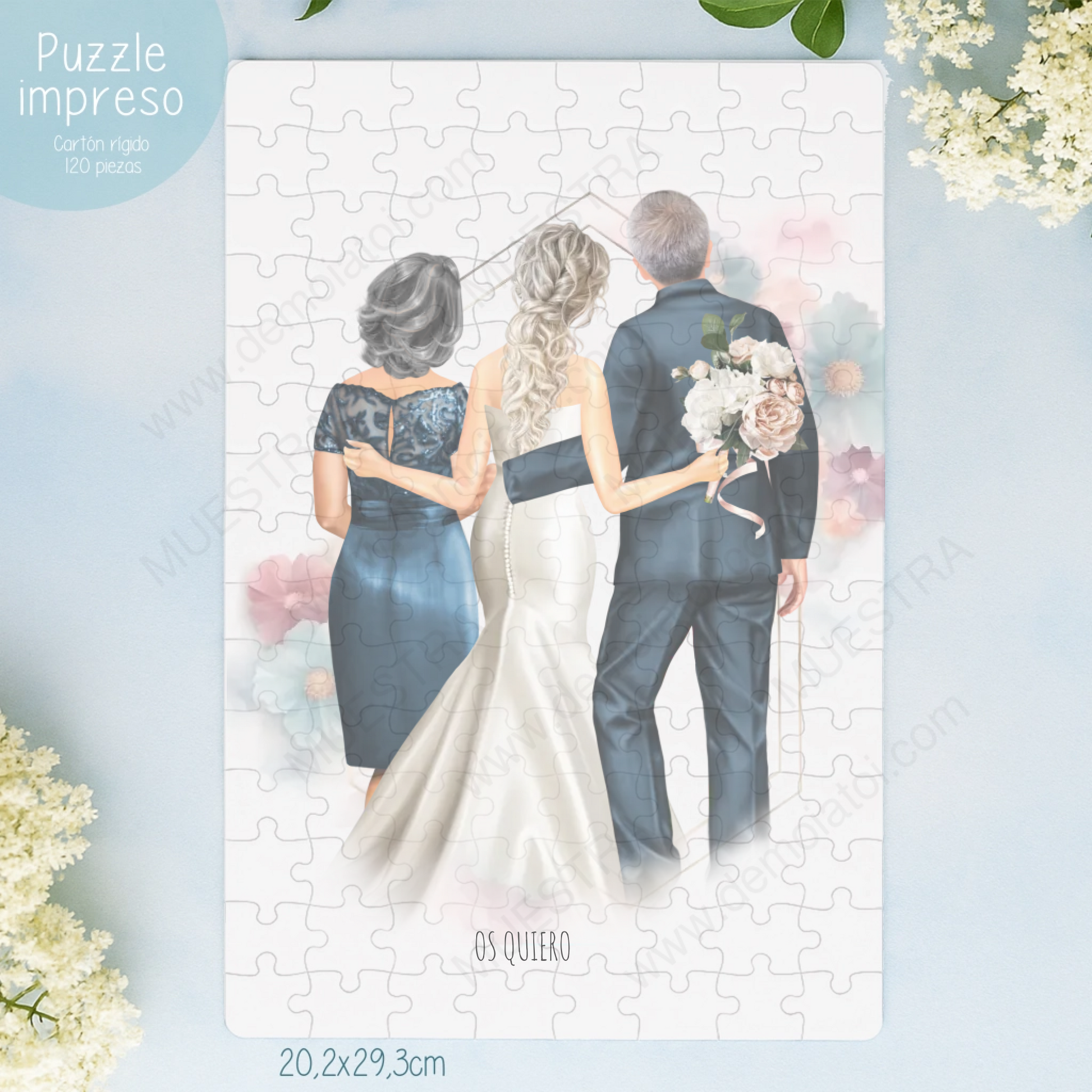 puzzle A4 120 piezas personalizado editor visual en vivo boda
