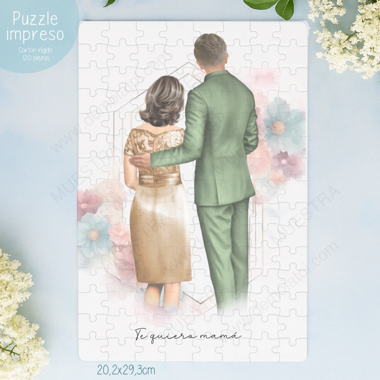 puzzle personalizado ilustraciones familiares y novios boda
