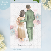 puzzle personalizado ilustraciones familiares y novios boda
