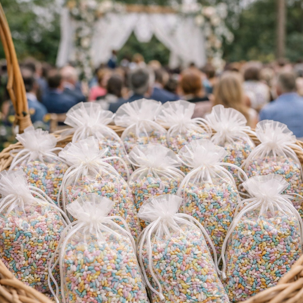 bolsas de arroz de colores para boda
