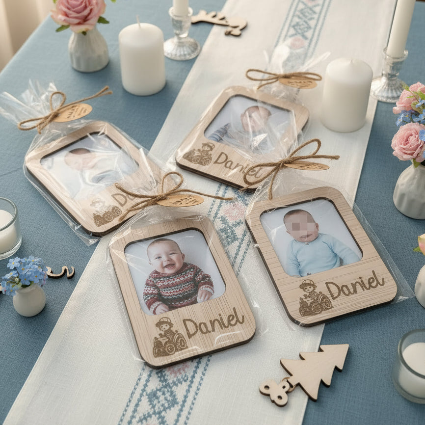 Regalo de bautizo original para invitados, portafotos de madera De moi à toi