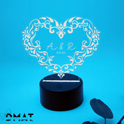 Lámpara led personalizada grabada a láser con nombres o iniciales de novios, pareja. Ideal para san valentín o como regalo de boda. de moi à toi