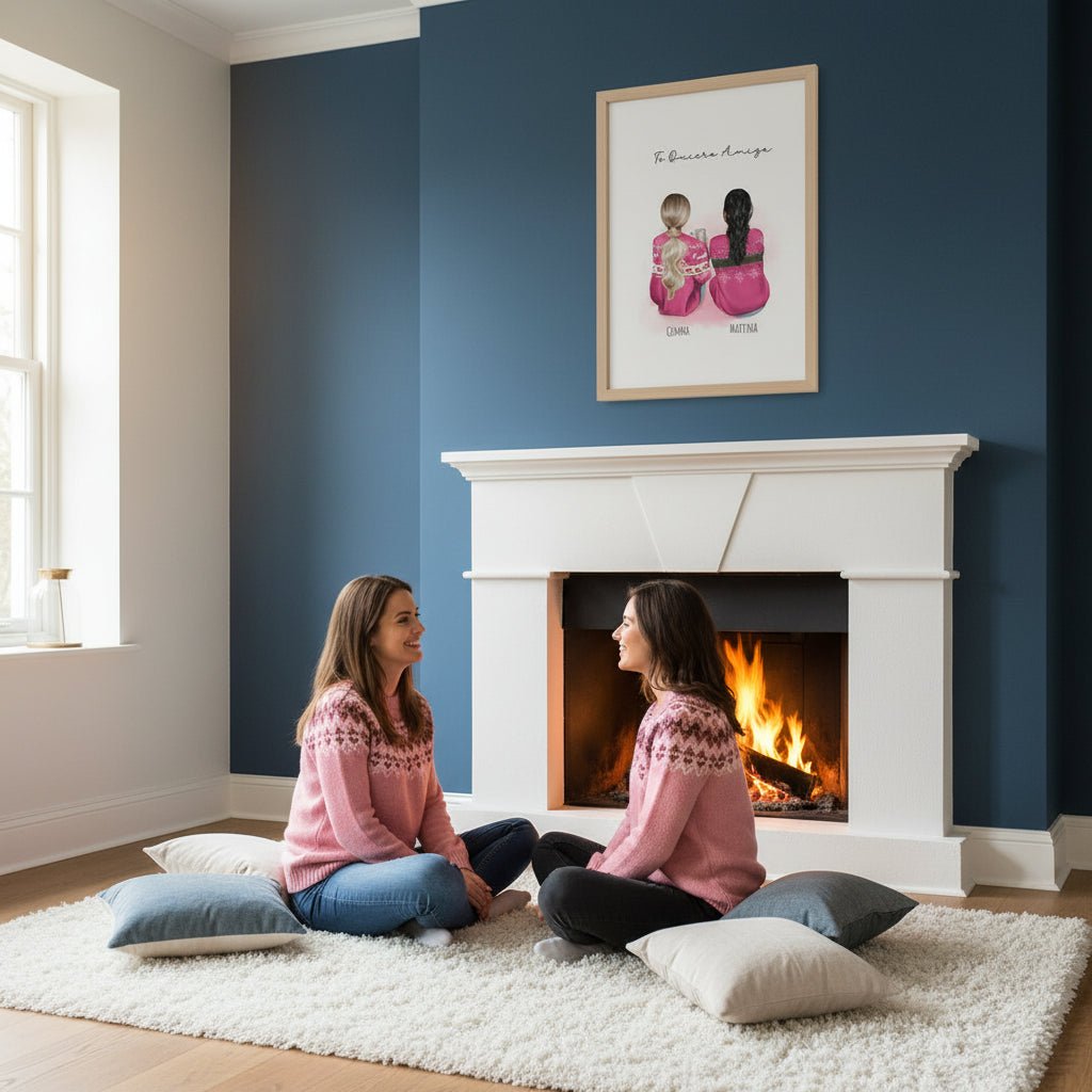 Regalo para mejores amigas navidad  con ilustración personalizada - de moi a toi