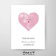 lámina mapa corazón personalizada – ubicación amor – De moi à toi