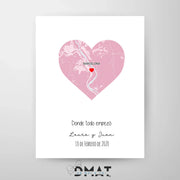lámina mapa corazón personalizada – ubicación amor – De moi à toi
