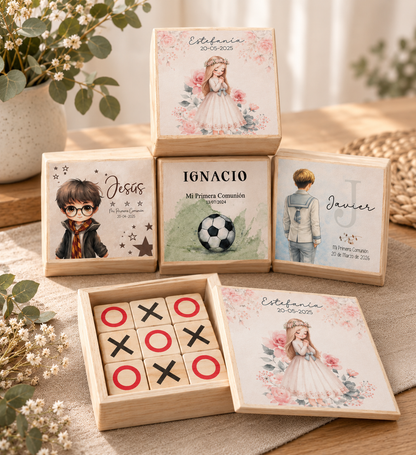 3 en raya personalizado para invitados de comunión – Diseños editables