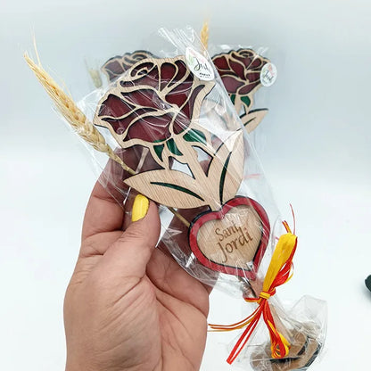 Rosa de Sant Jordi de madera pintada a mano