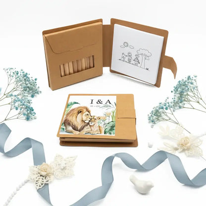 maletita personalizada con colores y bloc de dibujo – detalle de boda para niños