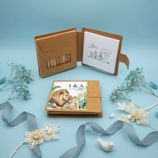 maletita personalizada con colores y bloc de dibujo – detalle de boda para niños