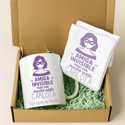 Set de regalo divertido y personalizada para amiga invisible y compañeras