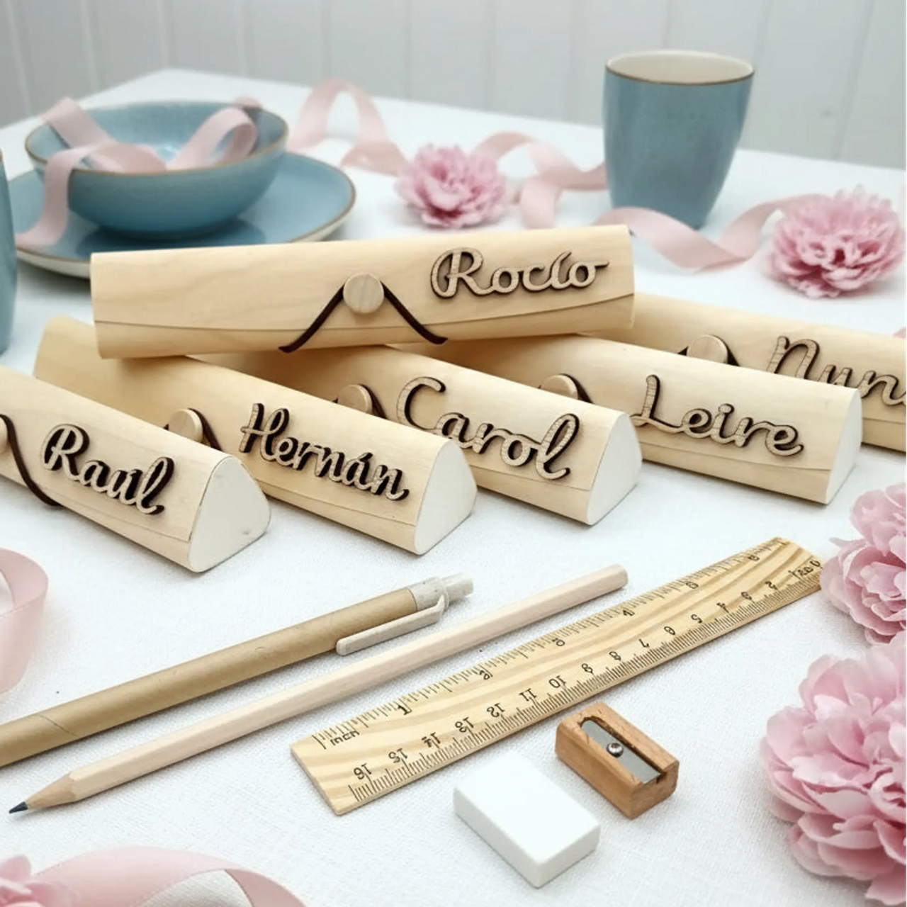 Sets de regalo personalizado con nombre para alumnos, compañeros e invitados de celebración - De moi à toi