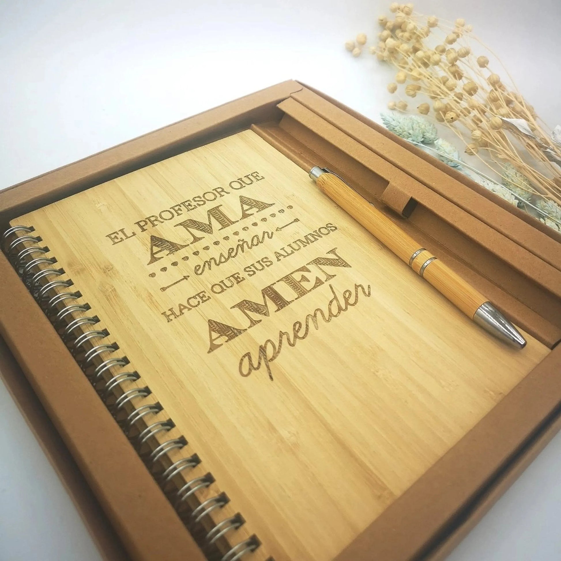 Set libreta y bolígrafo de bambú personalizada - Regalo original personalizado - DE MOI À TOI