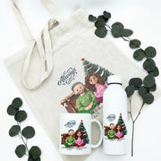 Set de regalo pareja personalizado OHANA con ilustración editable