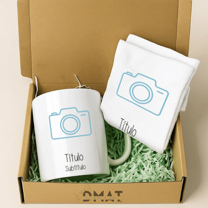 Set de regalo personalizado con taza y calcetines con foto y nombre – De moi à toi