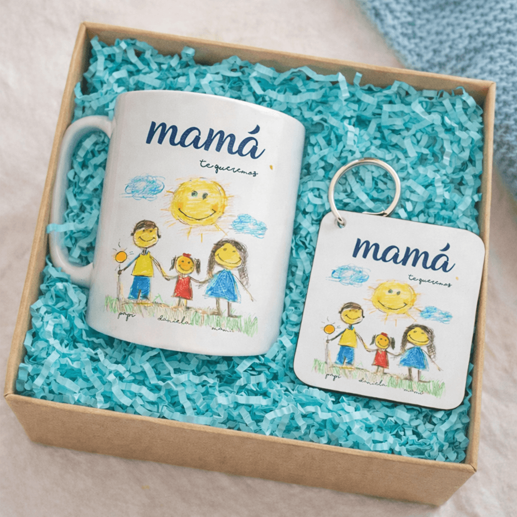 Set de regalo para mamá original y práctico con dibujo infantil