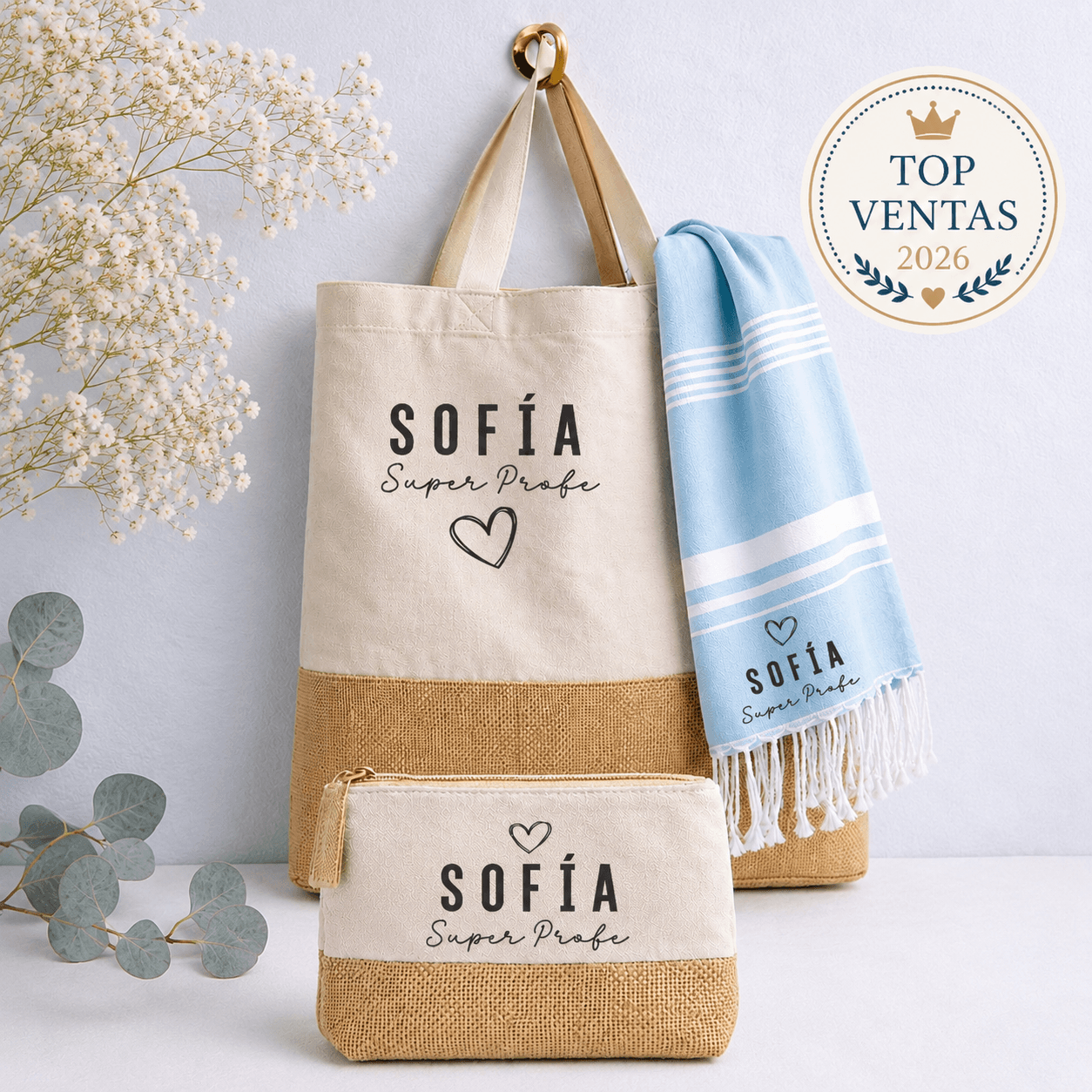Set regalo profesora personalizado fin de curso | Pack completo “Super Profe”