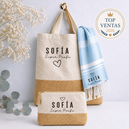 Set regalo profesora personalizado fin de curso | Pack completo “Super Profe”
