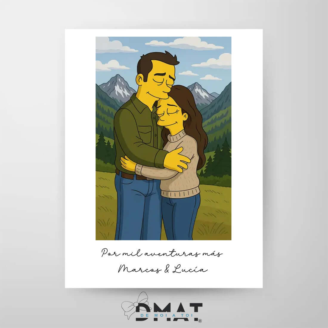 lámina estilo Simpson personalizada – caricatura IA – De moi à toi 