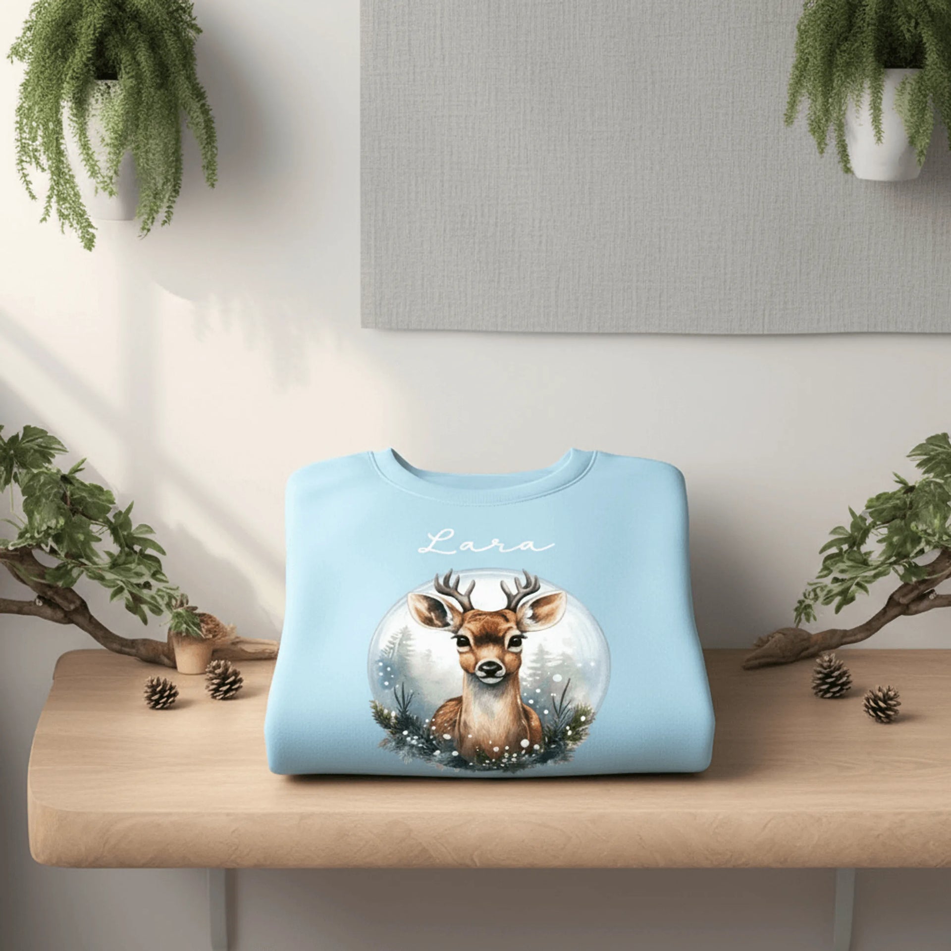 Sudadera navidad personalizada con nombre y reno navideño