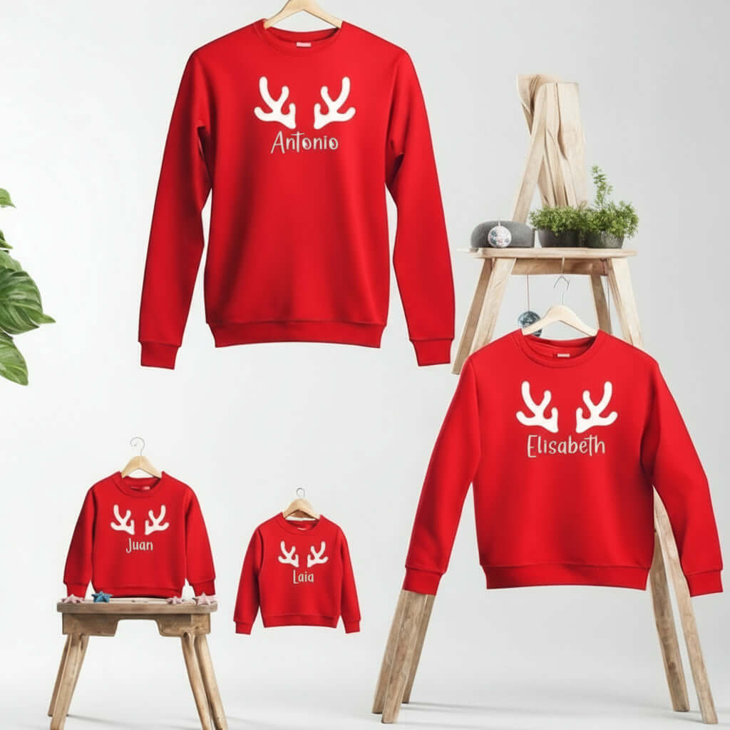 sudaderas familiares personalizadas con cuernitos de reno – De moi à toi  