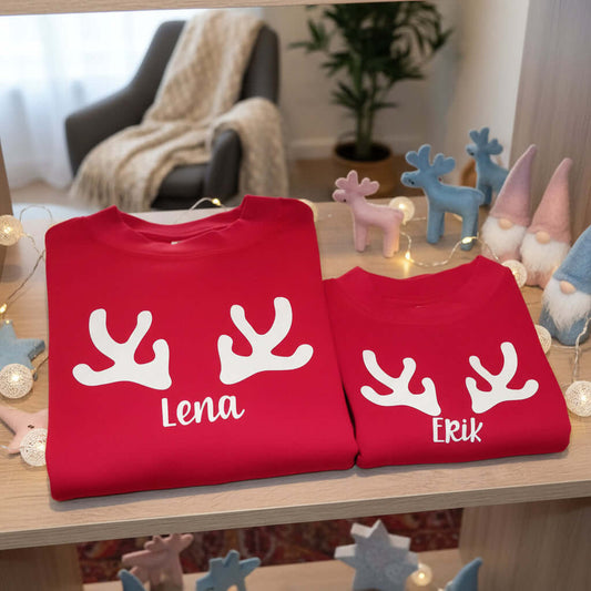 sudaderas navidad personalizadas adulto e infantil – diseño reno 