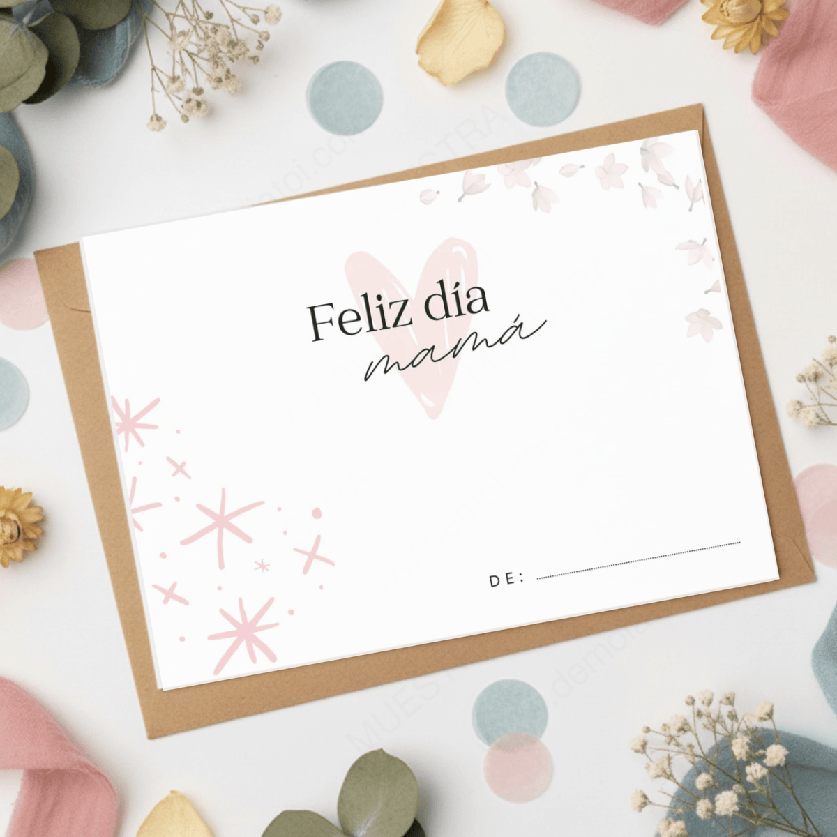 Tarjetón A5 para mamá personalizado con nombre y dedicatoria · De Moi à Toi