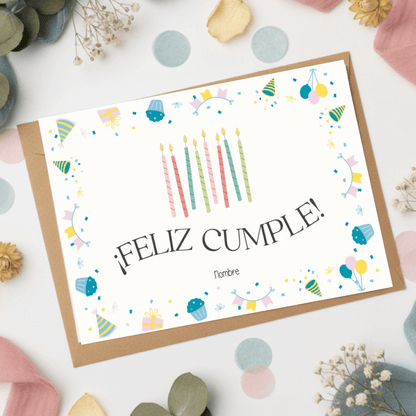 Postal A5 de cumpleaños personalizada con mensaje y nombre