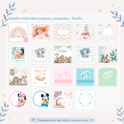 Tarjetas y etiquetas de regalo con diseños infantiles (Pack 10 uds)