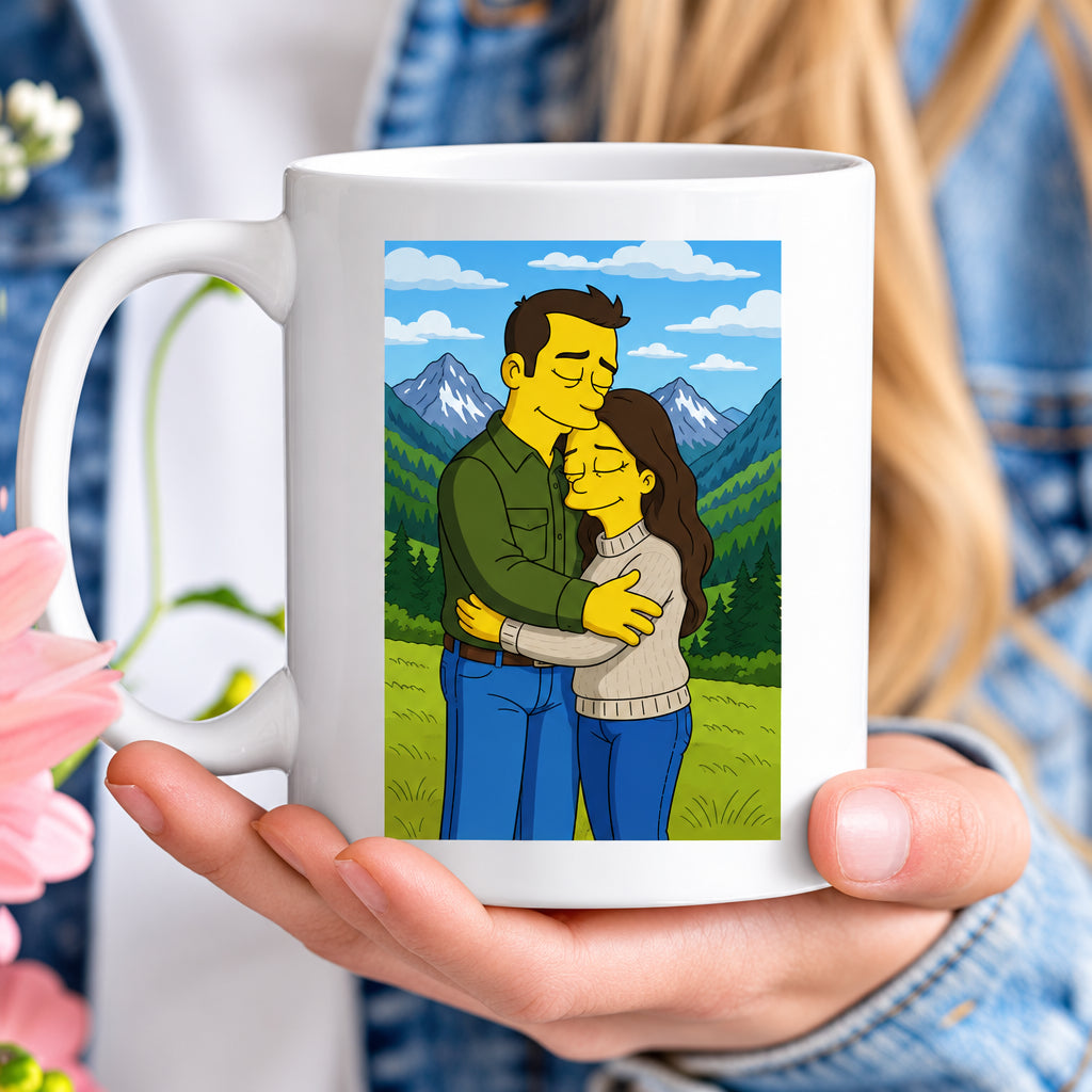 Taza personalizada con caricatura estilo Simpson desde foto, regalo original para el Día del Padre