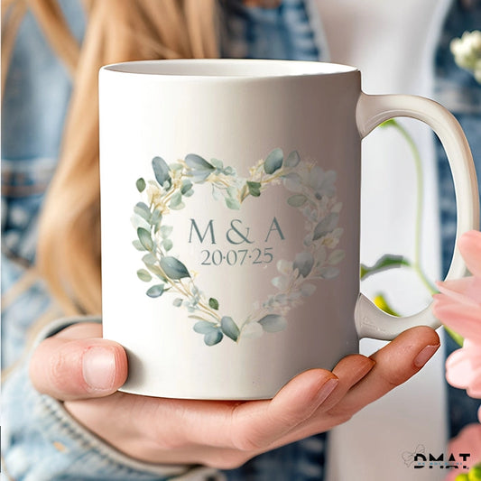 Taza personalizada con hojas de eucalipto