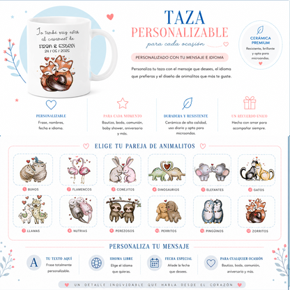Taza Personalizada yo estuve «Animalitos» | Regalo Bebé, Embarazada, Boda y Bautizo