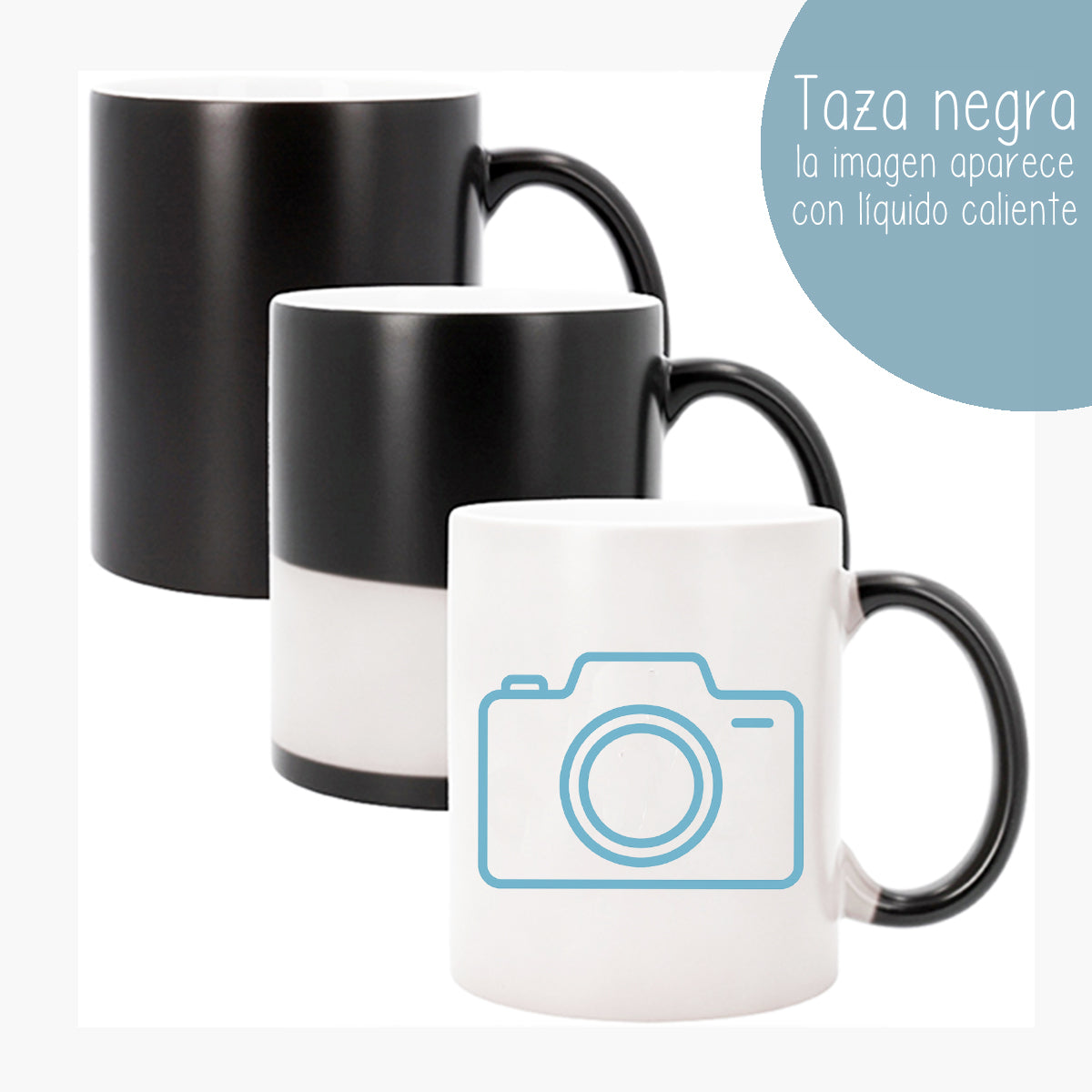 Taza mágica negra personalizada con imagen que aparece con el calor – De moi à toi