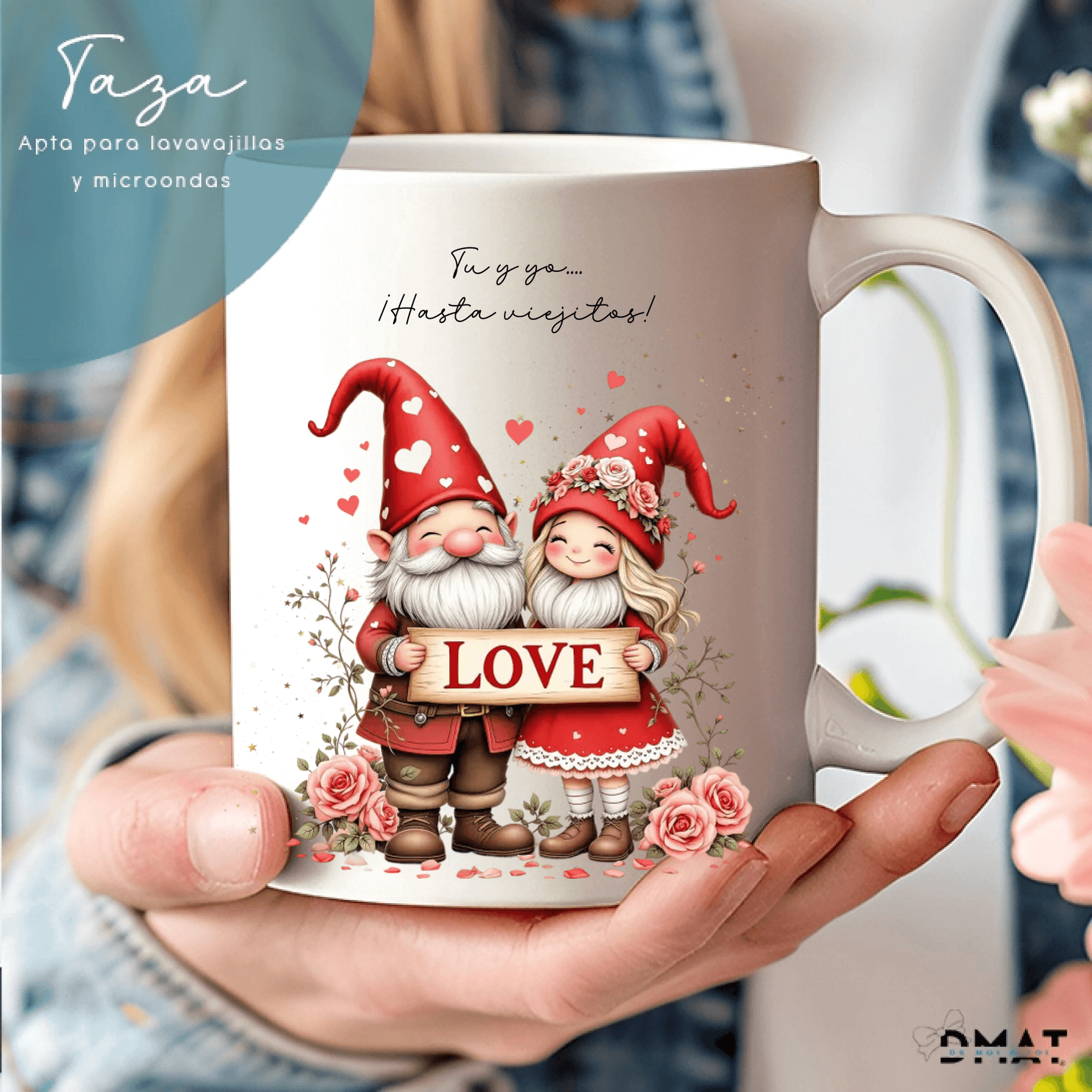 Taza personalizada gnomos navideños amor