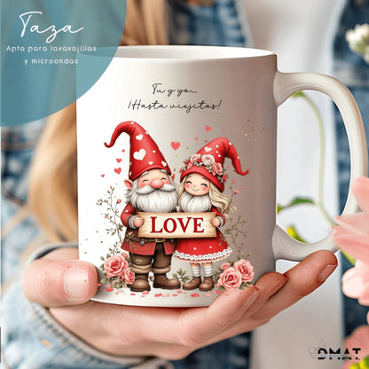 Taza personalizada gnomos navideños amor