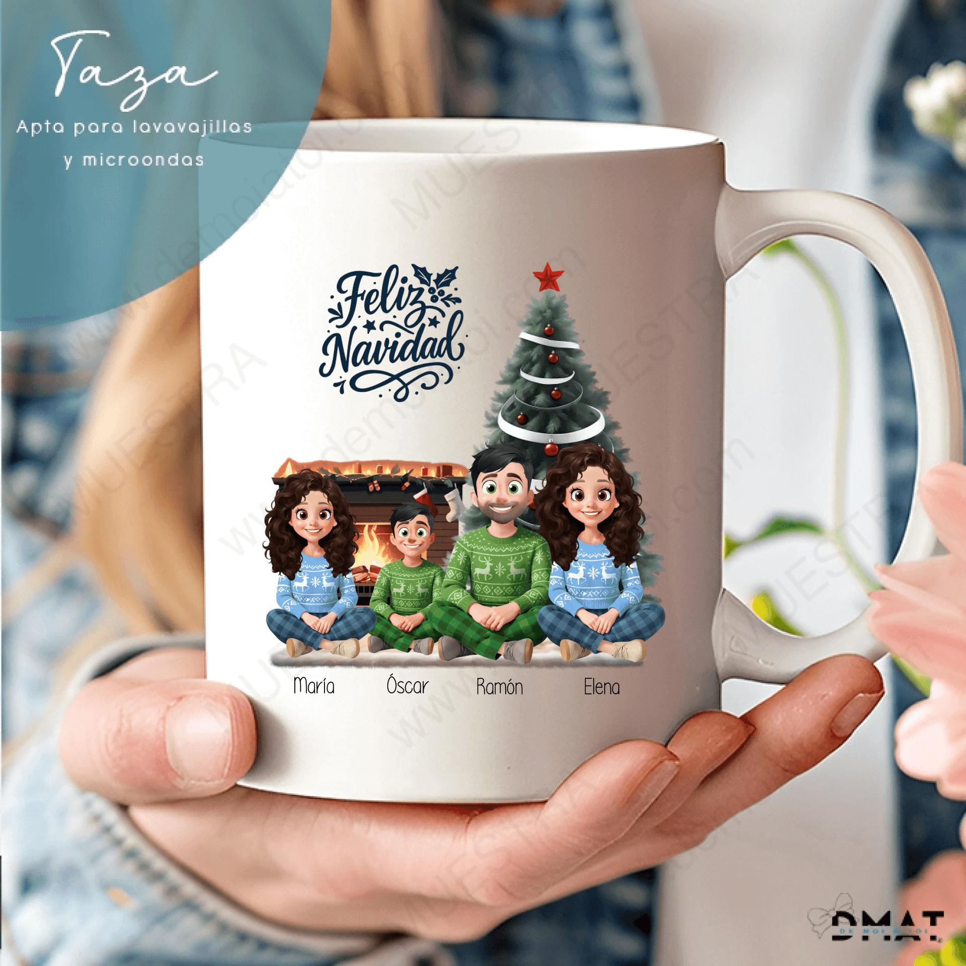 Regalo navideño personalizado con ilustración familiar