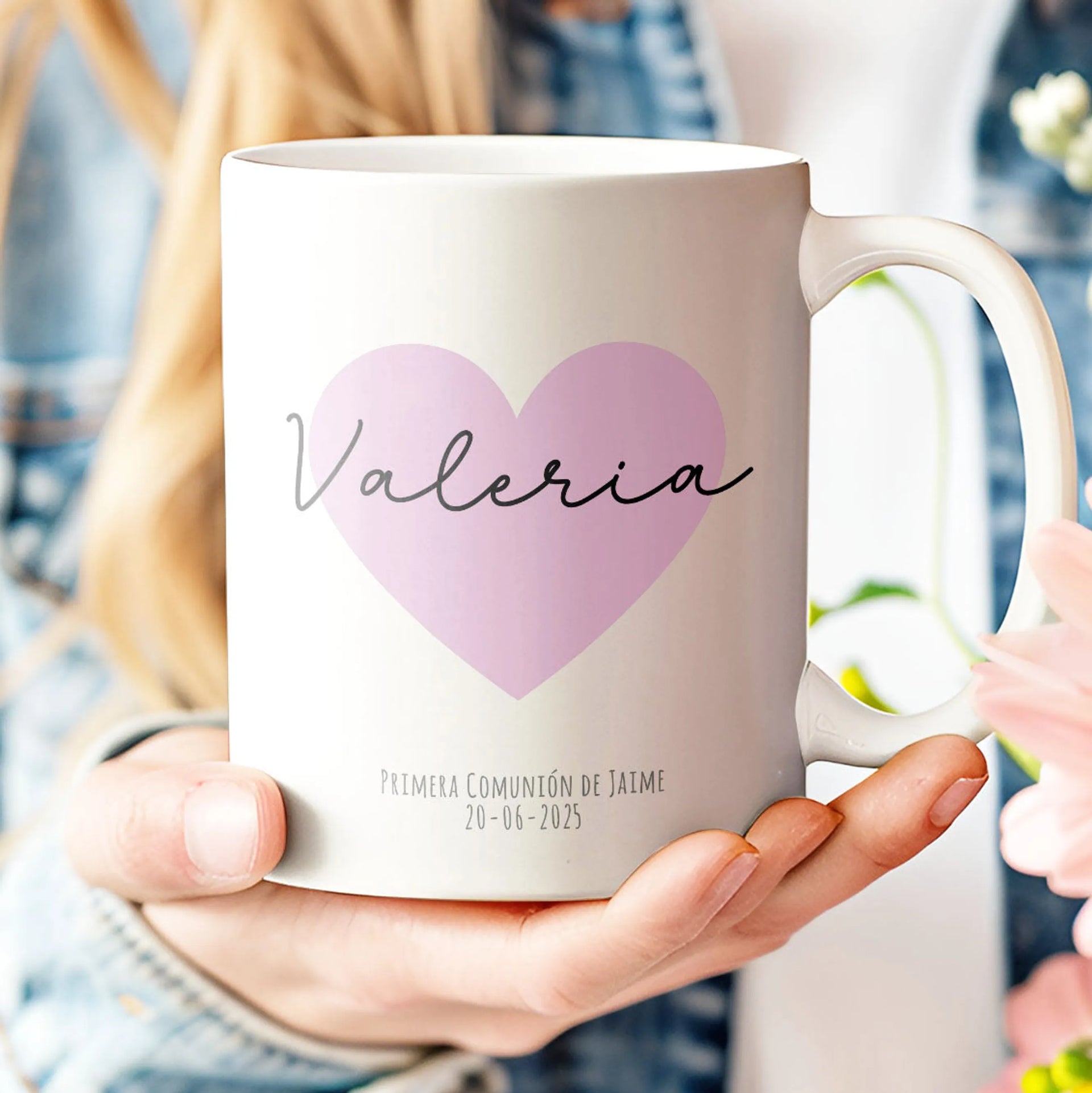 taza personalizada con nombre y corazón rojo – regalo de amor o aniversario