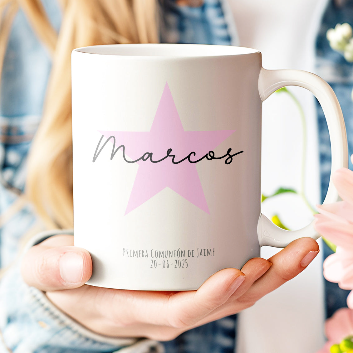 taza de cerámica personalizada con estrellas de colores – detalle original y sostenible para cualquier ocasión