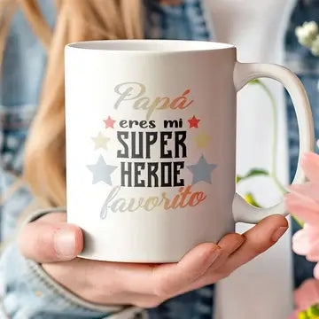 Regalo original para papá - Taza papá super héroe divertida . De moi a toi