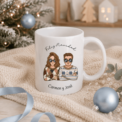 Regalo de navidad para perejas con caricatura personalizada original y divertida