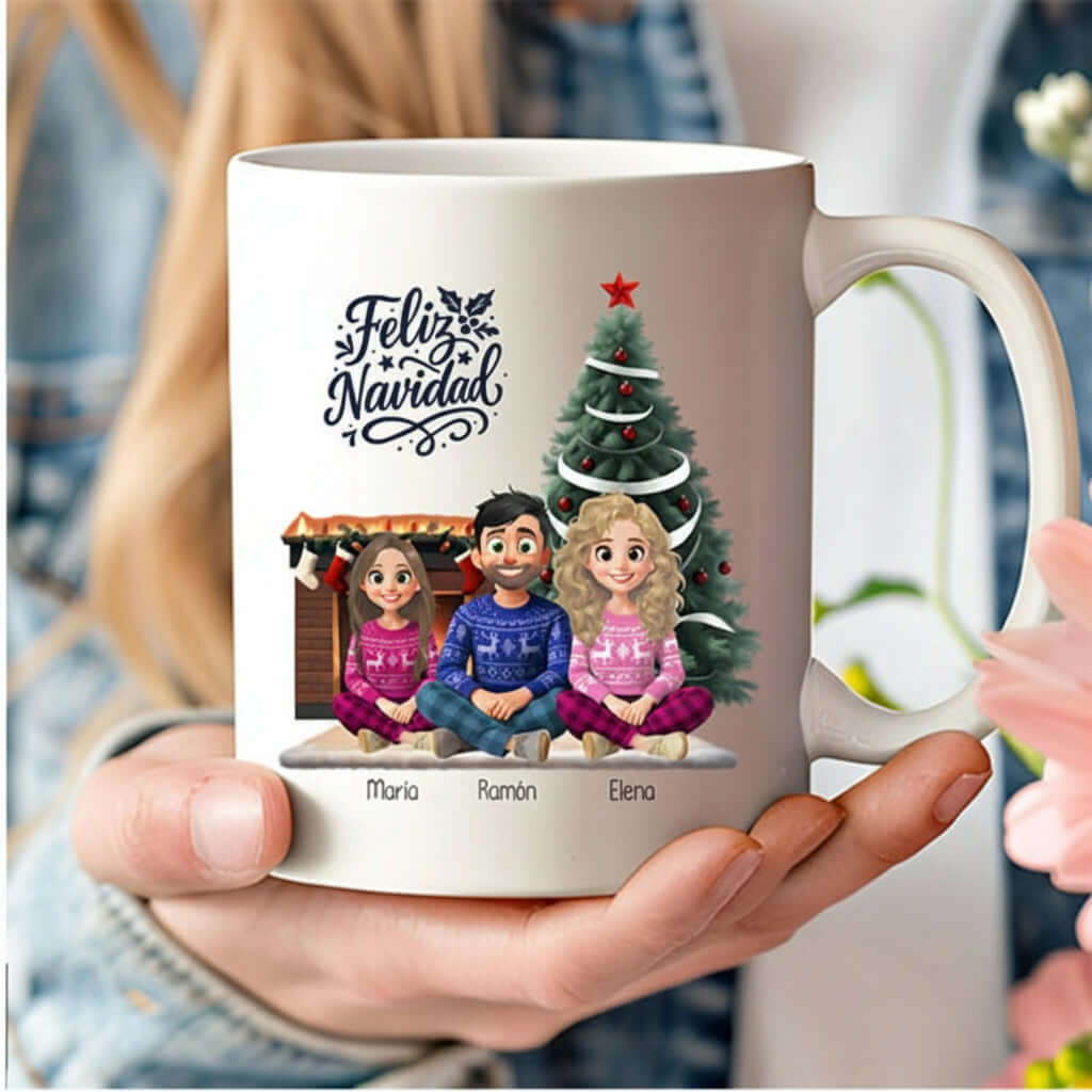 Taza familiar personalizada con ilustración editable navidad– De moi à toi