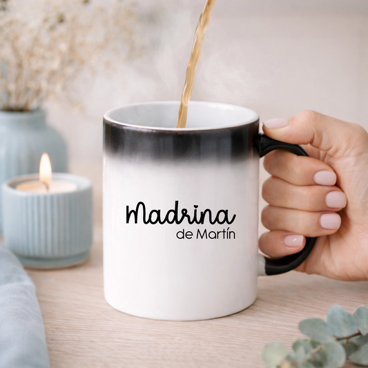 Taza mágica personalizda para padrino y madrina con dedicatoria y nombre