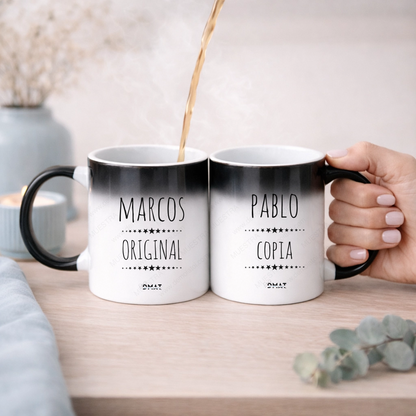 Pack 2 tazas personalizadas con nombre como regalo divertido para parejas, padres y amigos