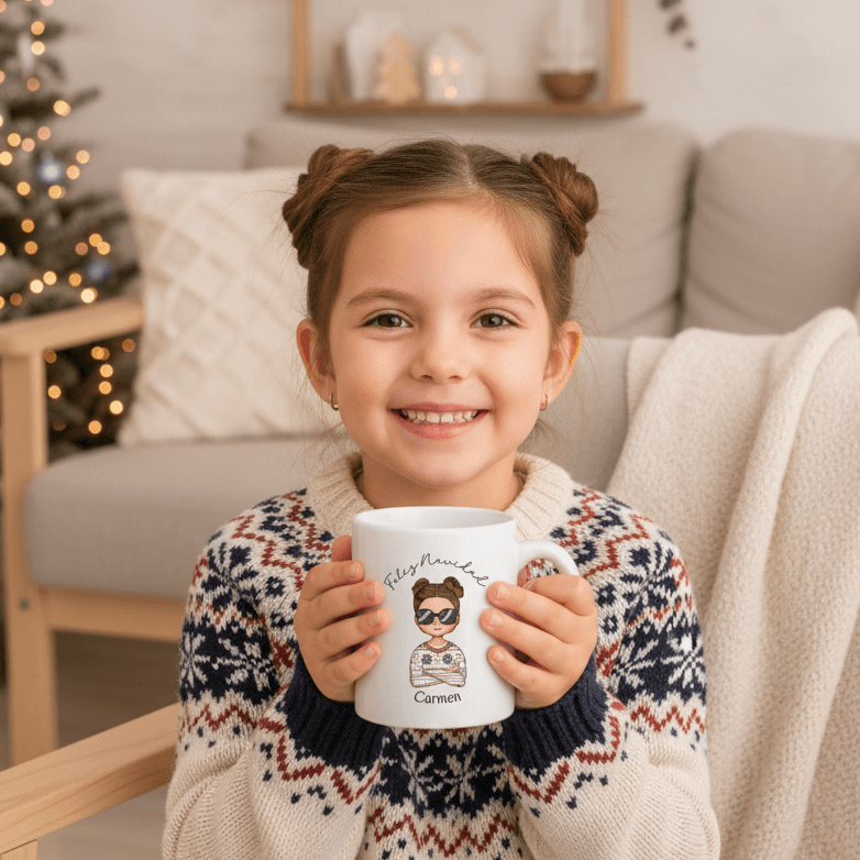 Taza personalizada de navidad con creador de personajes chivi ideal como regalo original